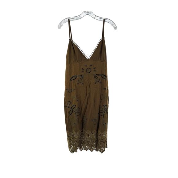 Anthropologie Dresses & Skirts - Embroidered Sun Dress Anthropologie Brown Eyelet Cutouts Medium NWT MSRP $138